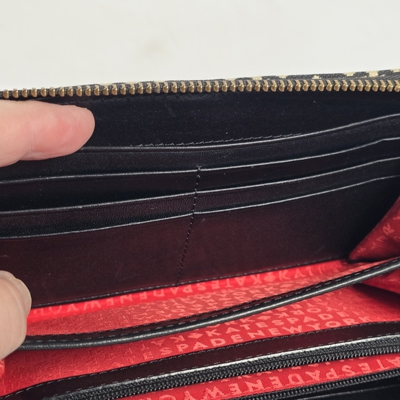 Kate Spade Black and Cream Print Zip Around Continental Wallet/Clutch CC Slots - Picture 13 of 15